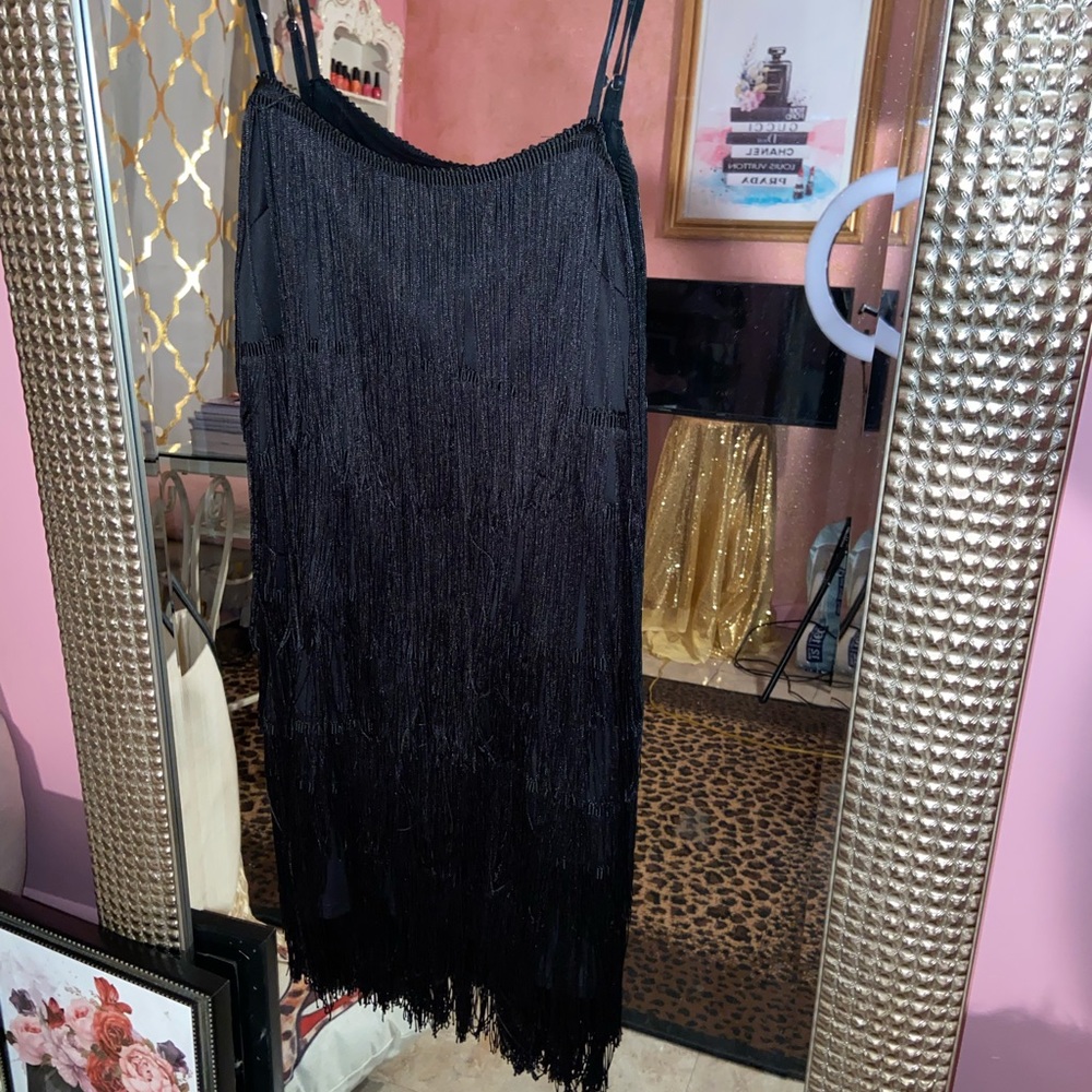 Black fringe dress